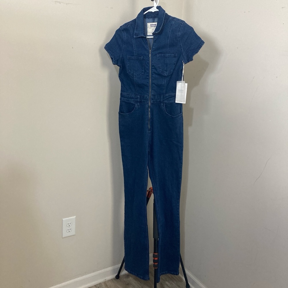 Classic Blue Denim Women's Overalls Zip Closure